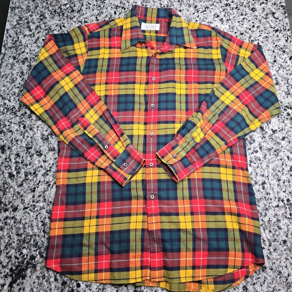 Viyella Cotton Wool Blend Plaid Check Button Down Shirt Men’s Medium